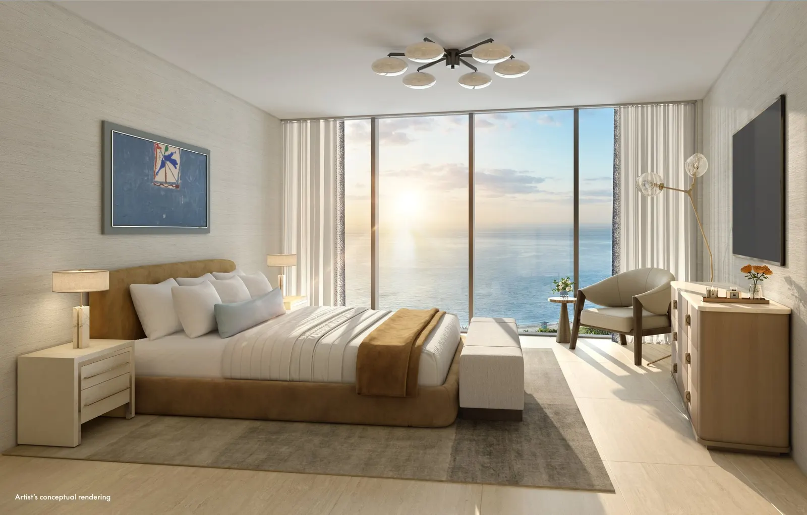 Interior de residência com vista para o oceano Atlântico